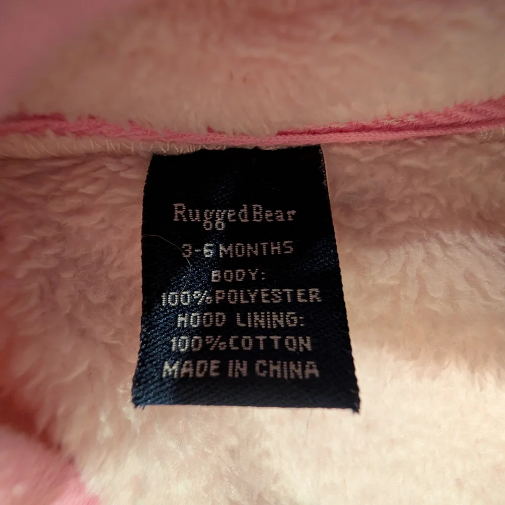 Rugged Bear Cozy Pink Hooded Baby Bunting